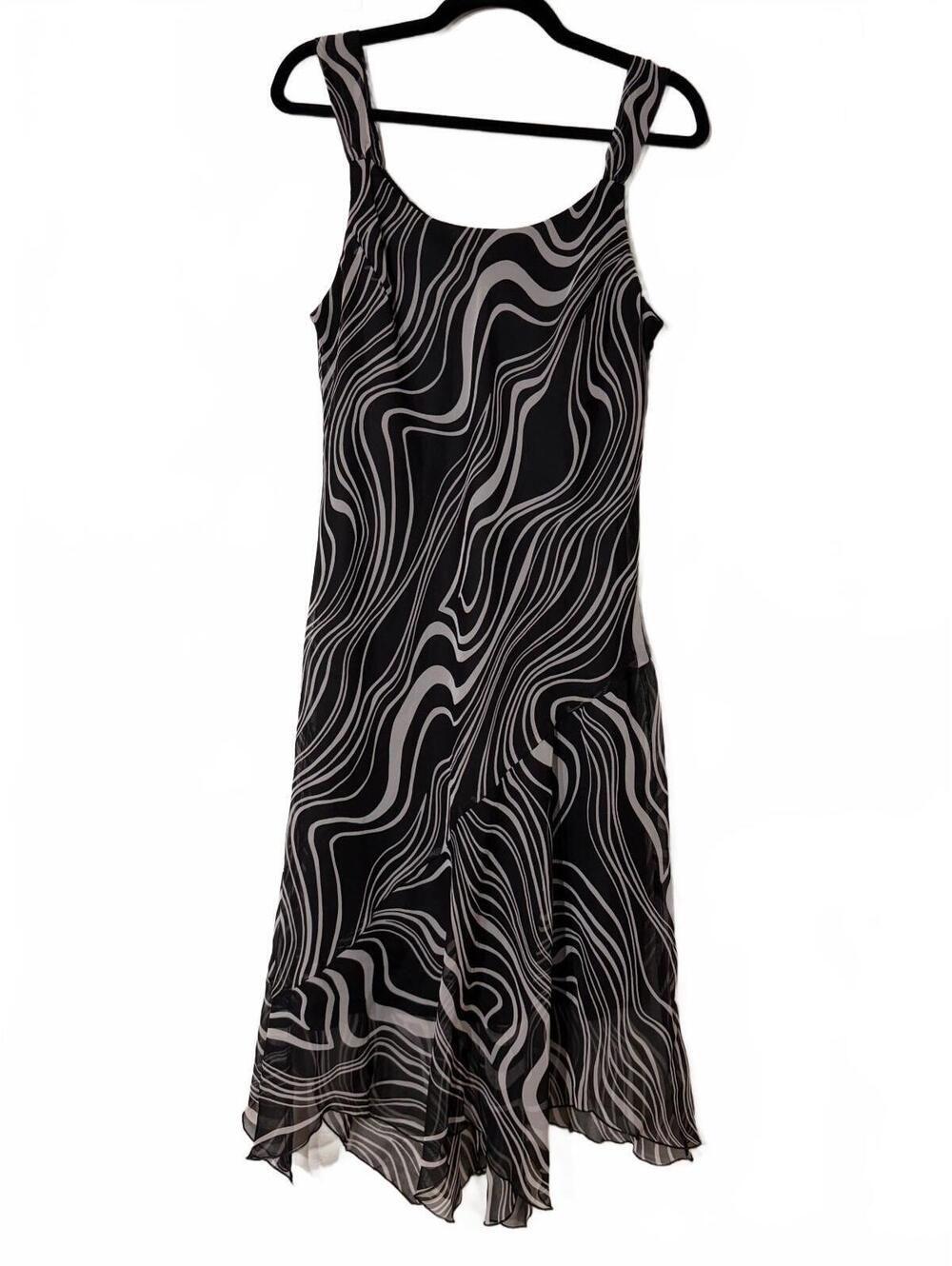 Ombre Black and White Abstract Pattern Sleeveless Dress Size 15/16